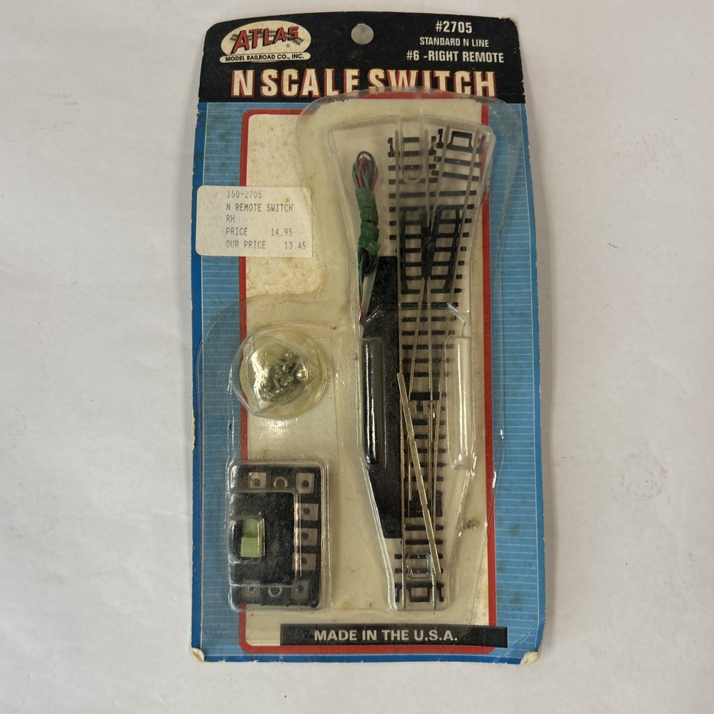 Atlas N Scale Code 80 Right Hand #6 Turnout Right Remote Switch #2705 Track Read